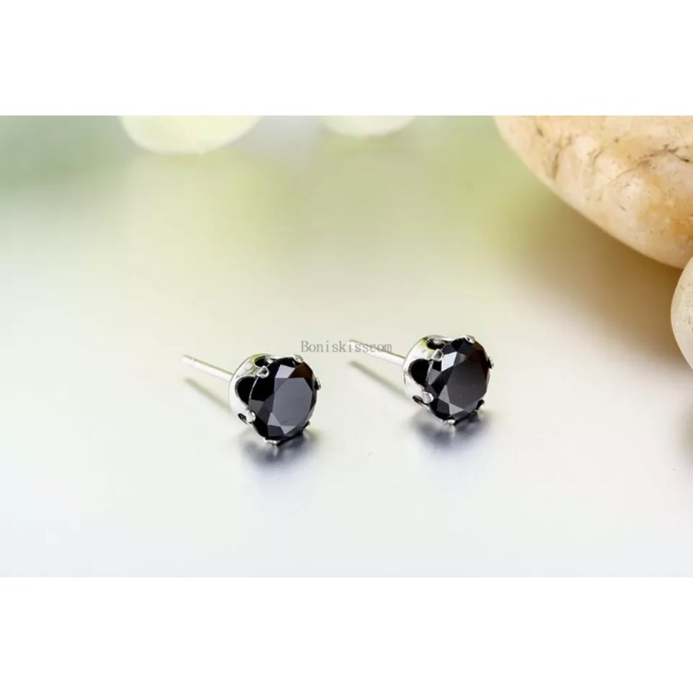 💖 Hypoallergenic Stainless Steel Black Earrings 5mm NEW